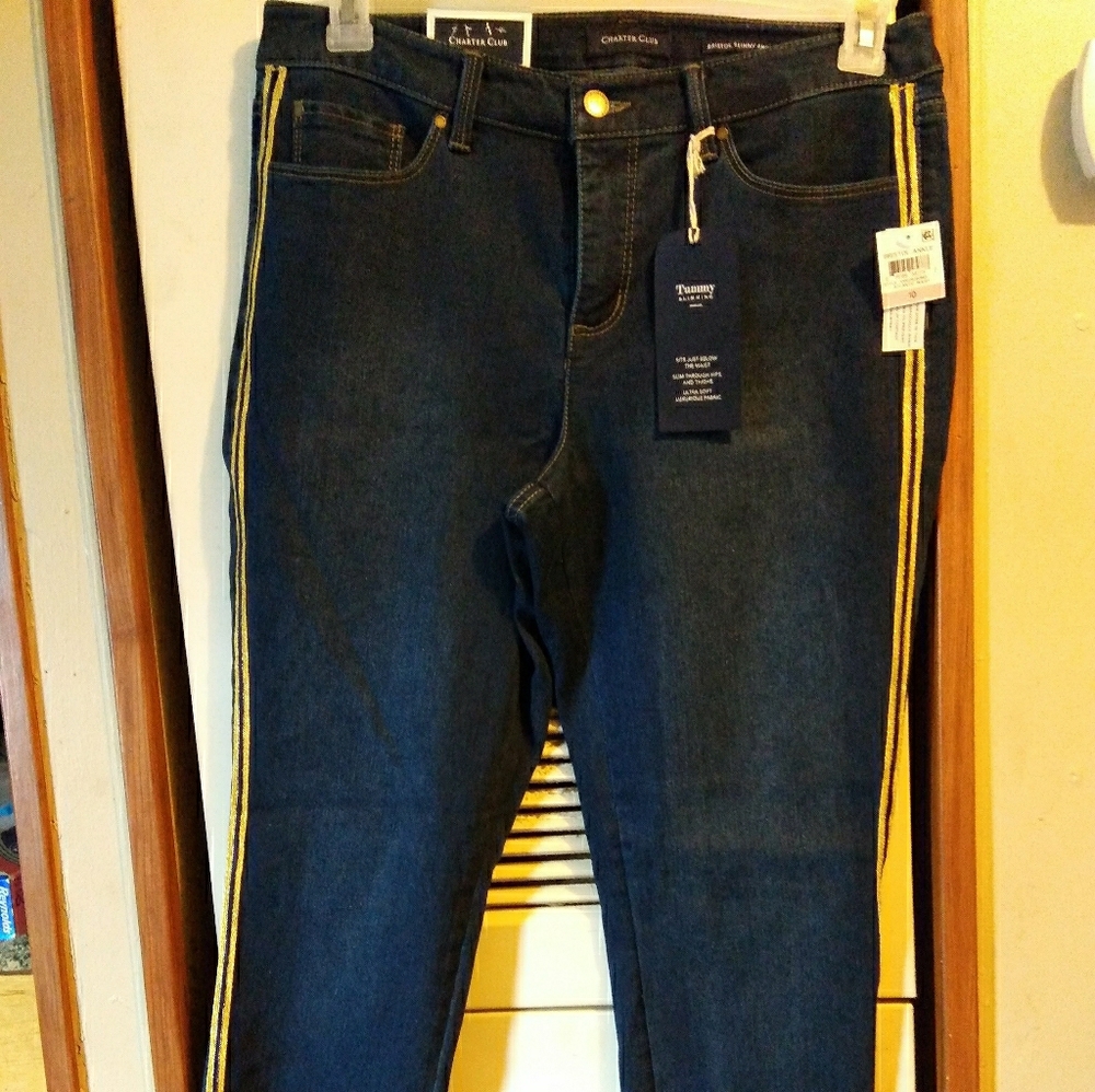 Charter Club Bristol Skinny Ankle Gold Stripe Jean